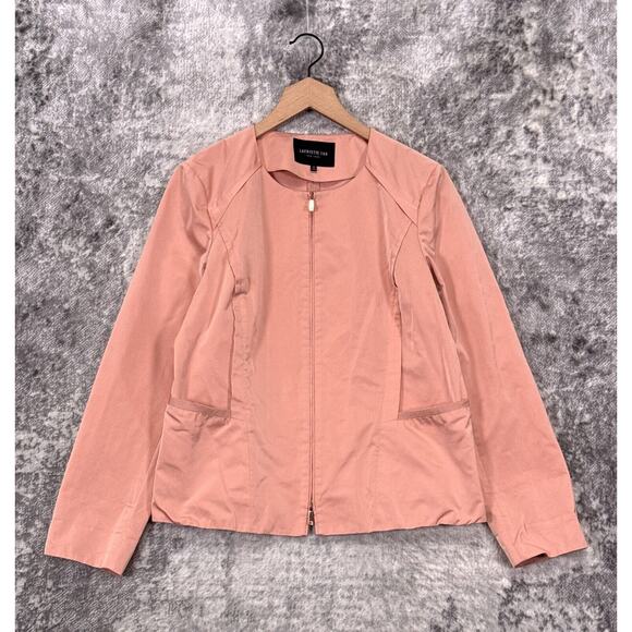 Lafayette 148 New York Jackets & Blazers - Lafayette 148 Jacket 14 Womens Pink Full Zip Collarless Modern